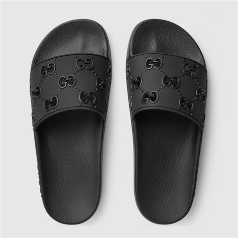 gucci women's rubber gg slides|Gucci rubber heels.